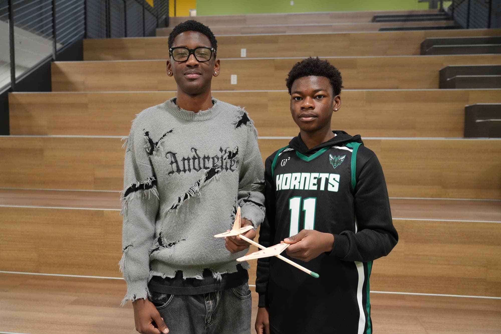 Highland Prep West students with a STEM project in a campus commons