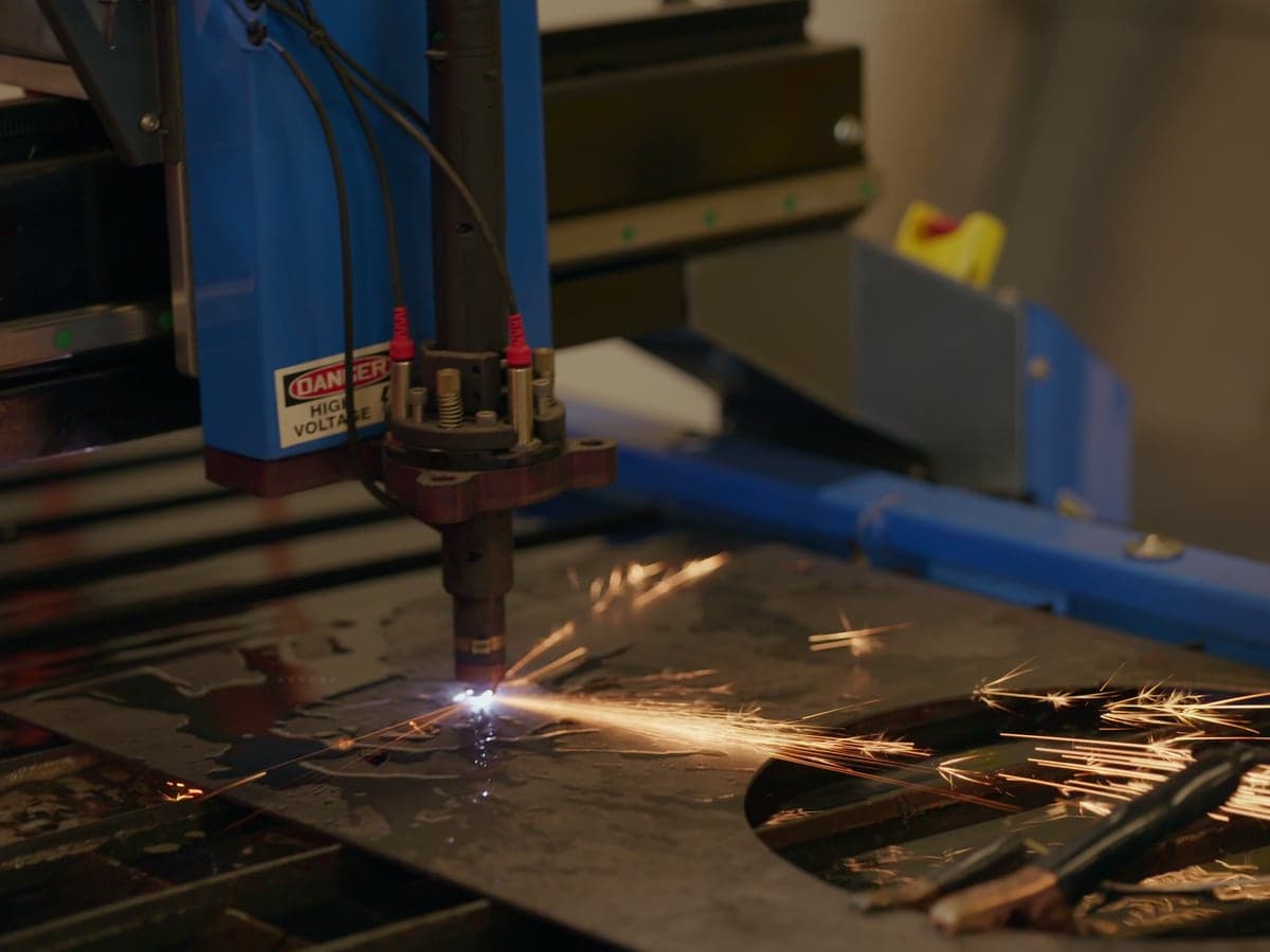 CNC plasma cutter in the Highland Prep West fabrication shop