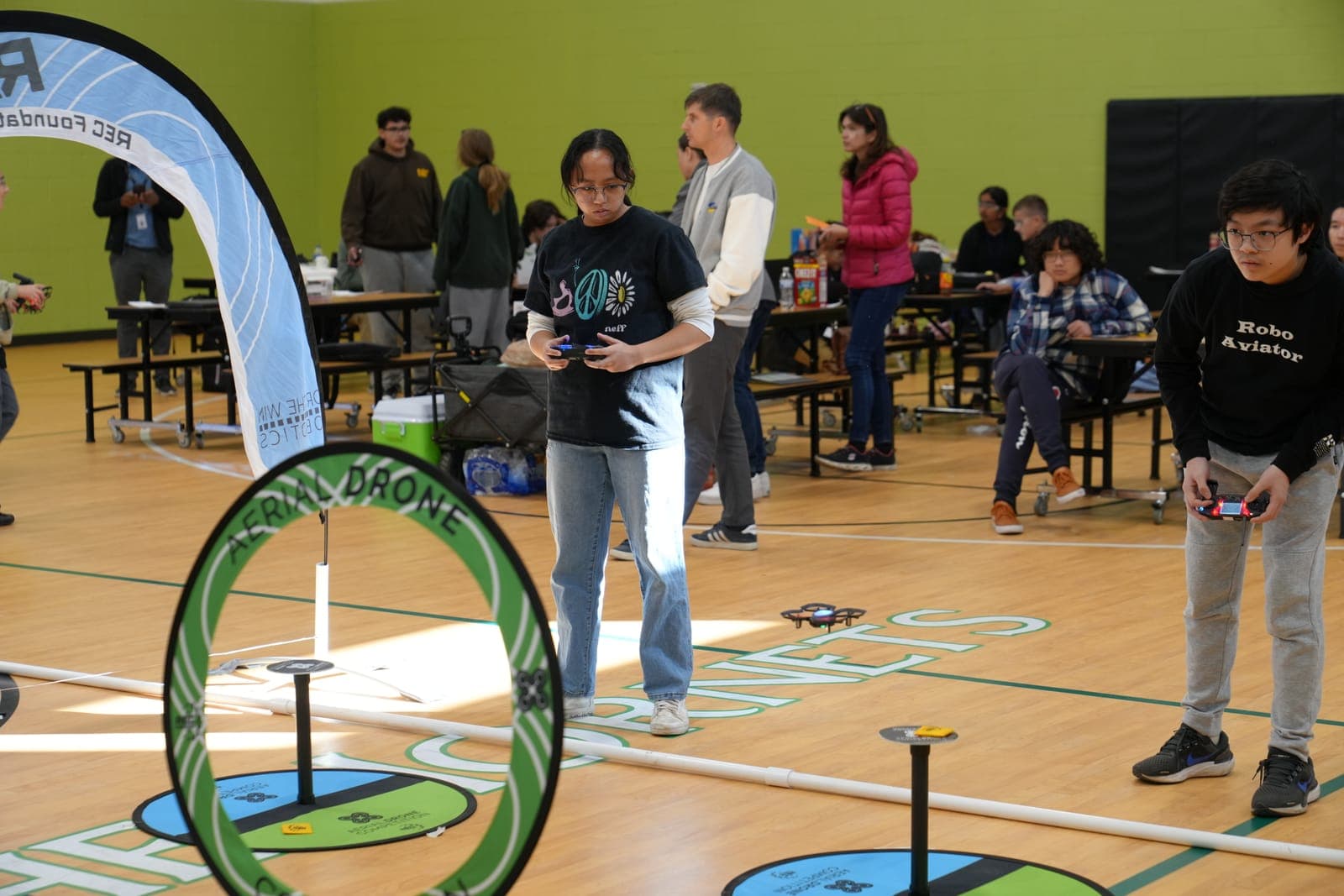 Highland Prep West students flying aerial drones at a competition